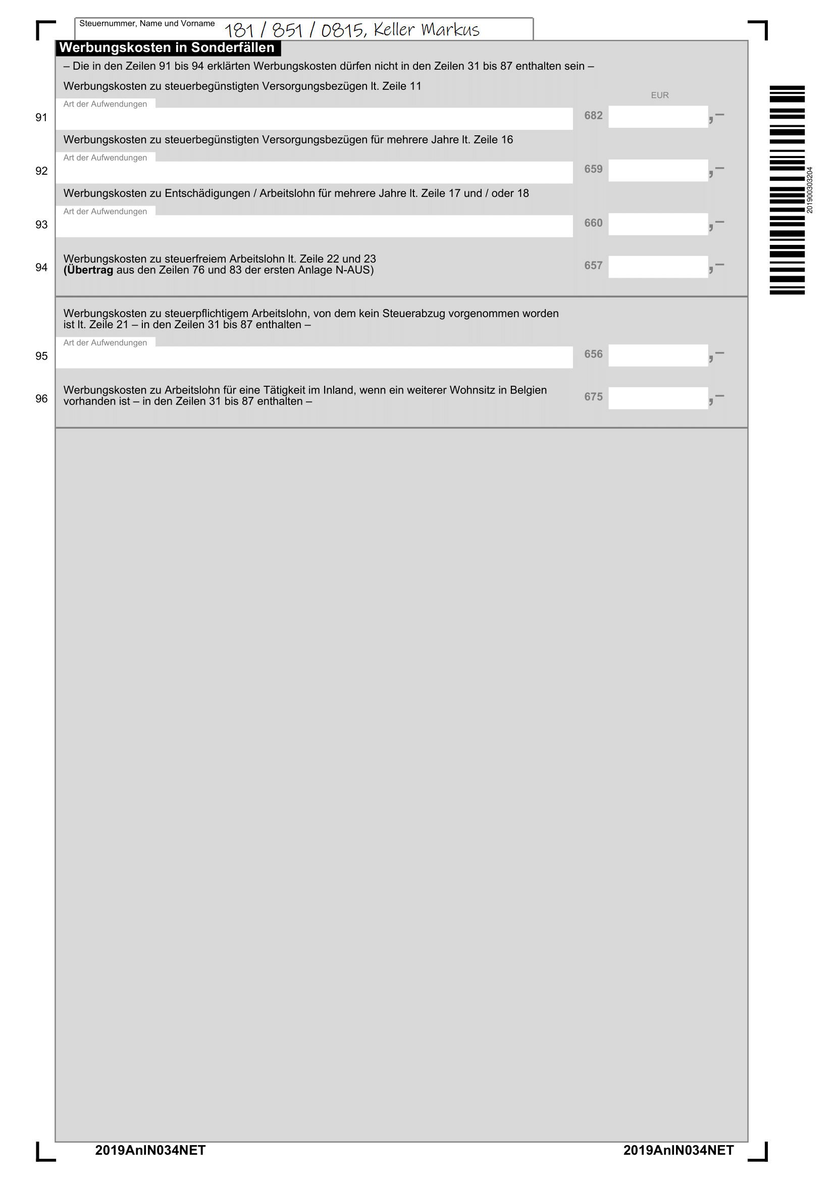 Vierte Seite der Einkommenssteuererkläung 2019