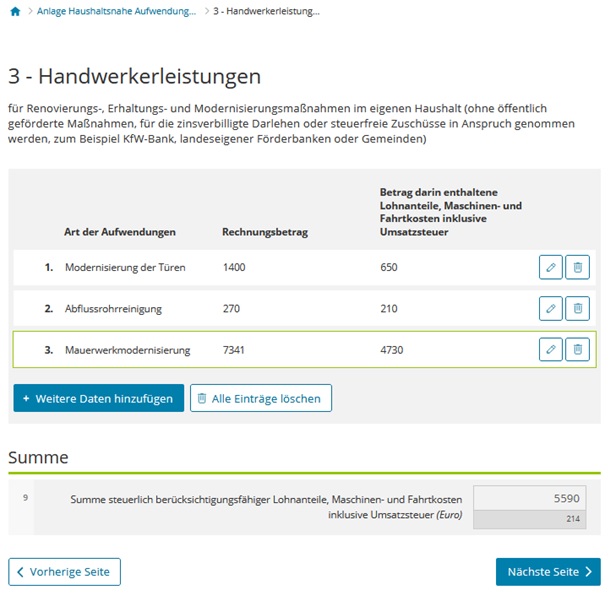 Handwerkerleistungen bei ELSTER angeben