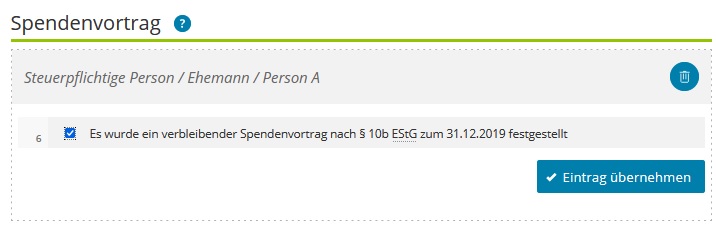 Anlage Sonderausgaben Spendenvortrag