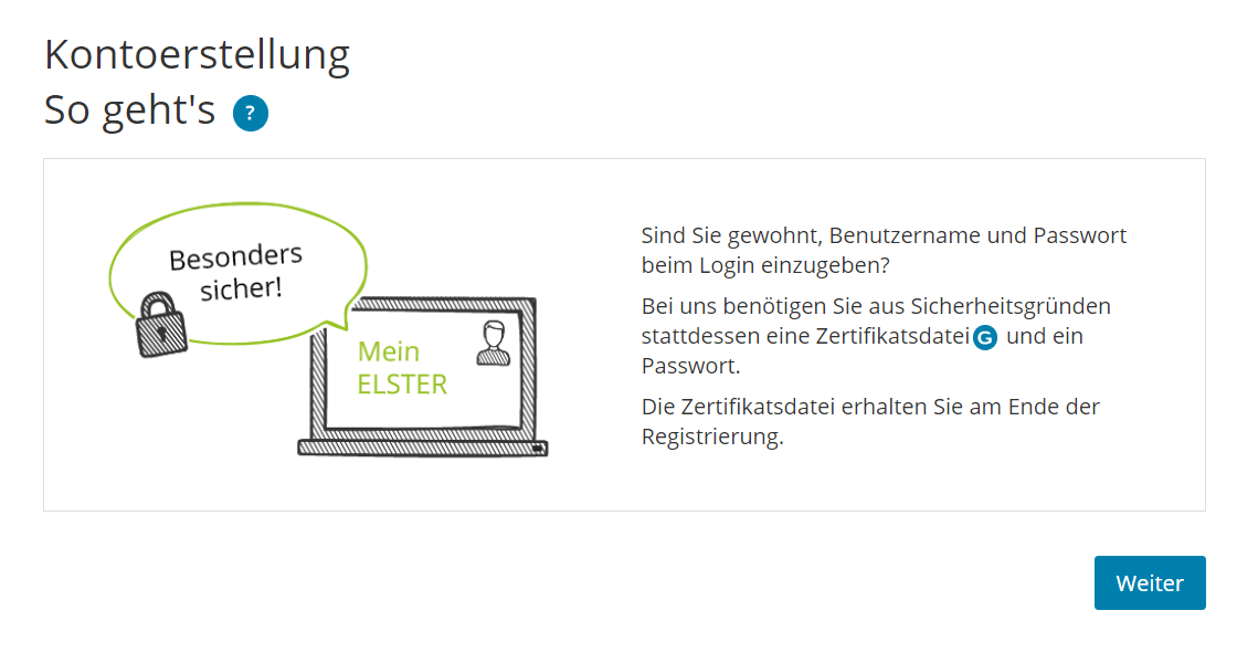 Registrierung bei Elster Online