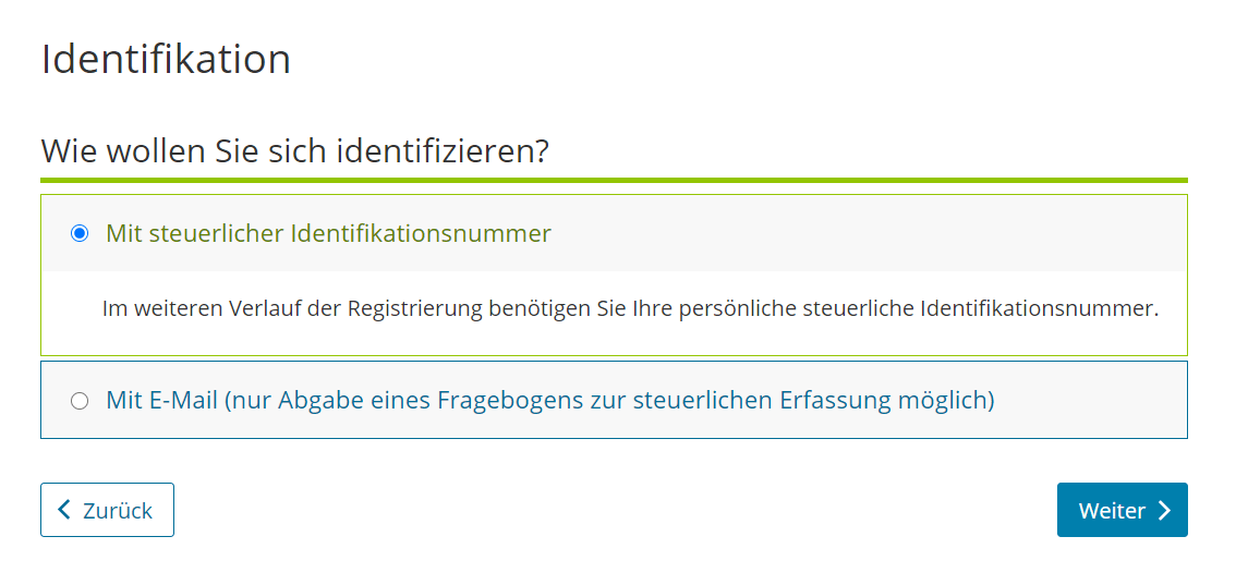 Registrierung bei Elster Online