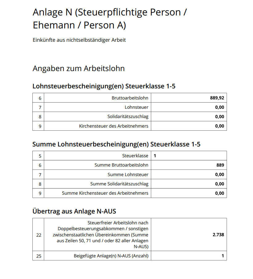 Arbeitslohnangaben Steuer